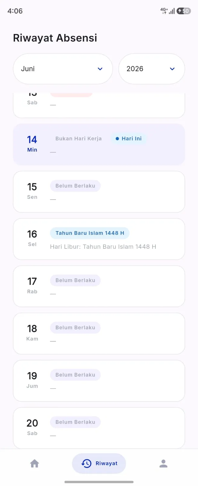 Tambilan Log Absensi